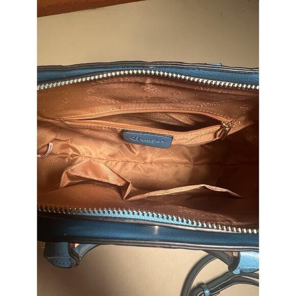 Brangio Italy Millionaire Double Layer Crystal Engraved Matte Satchel Ocean Blue - Picture 11 of 16